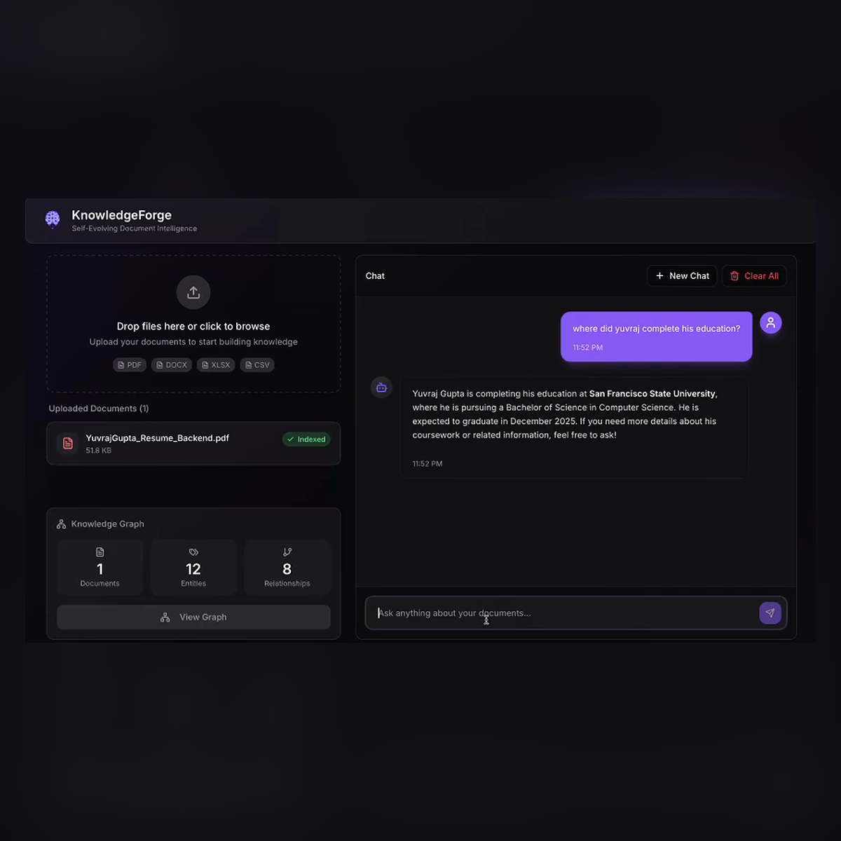 KnowledgeForge – GraphRAG PDF Chat
