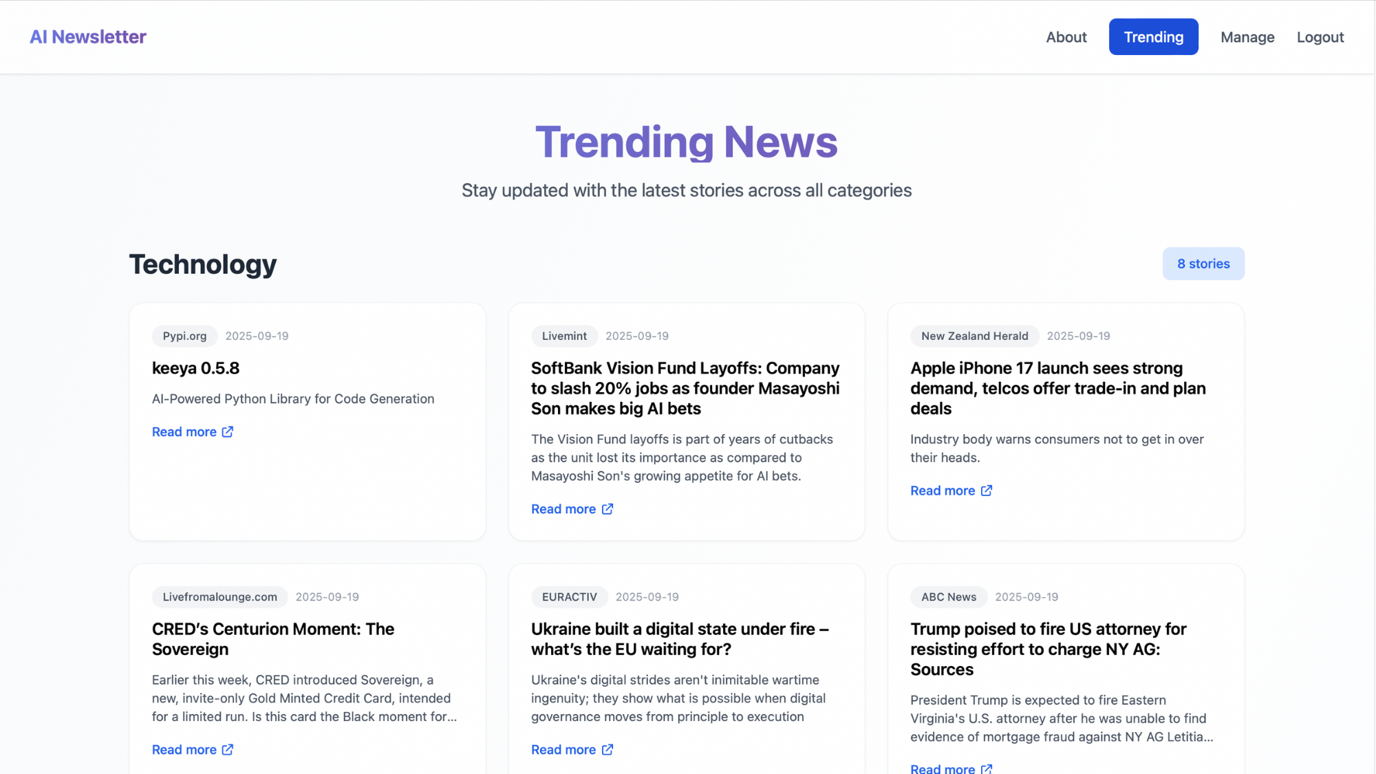 Trending News Dashboard