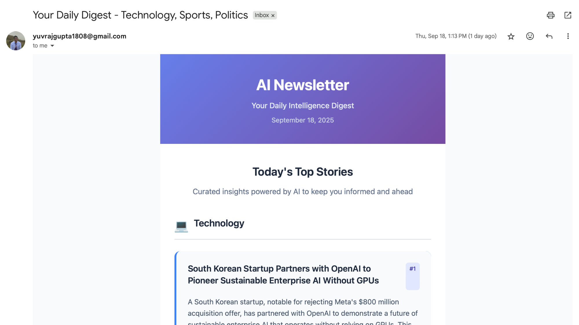 Daily Digest Email