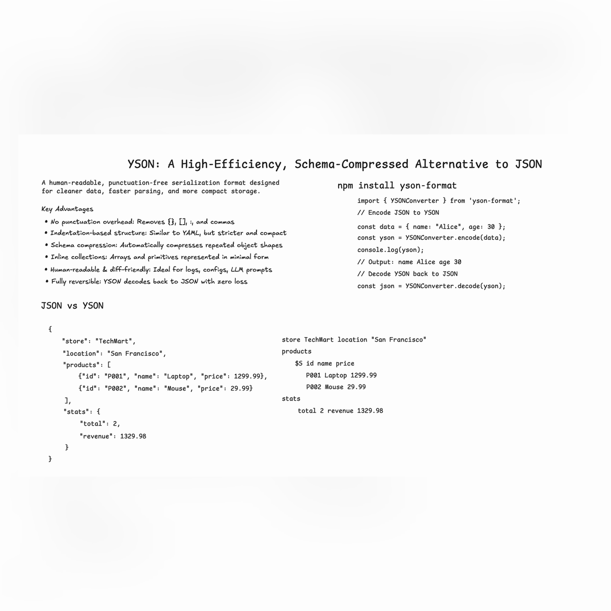 YSON – Compact Data Format for LLMs